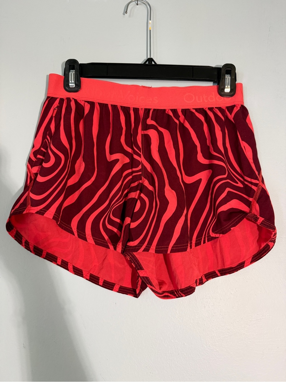 Outdoor Voices Red and Coral Wave-Print Athletic Shorts